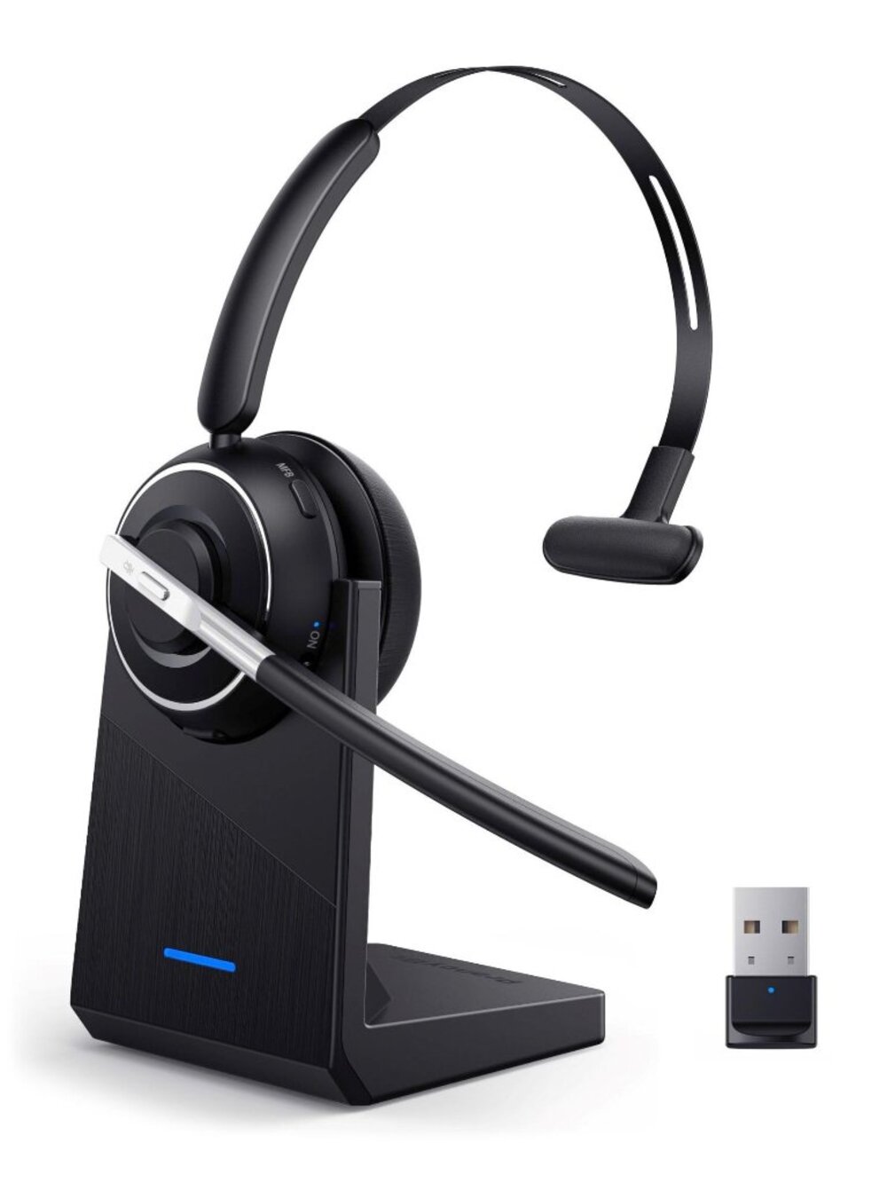 Bluetooth 5.2 Wireless Headset w Noise Cancelling Mic & USB Dongle for PC